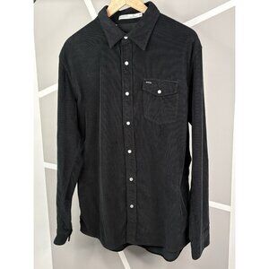 Criquet Corduroy Pearl Snap Shirt Men’s XL Black Western Long Sleeve Soft